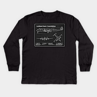 Lockheed L-1049 Super Constellation Blueprint - PD Kids Long Sleeve T-Shirt